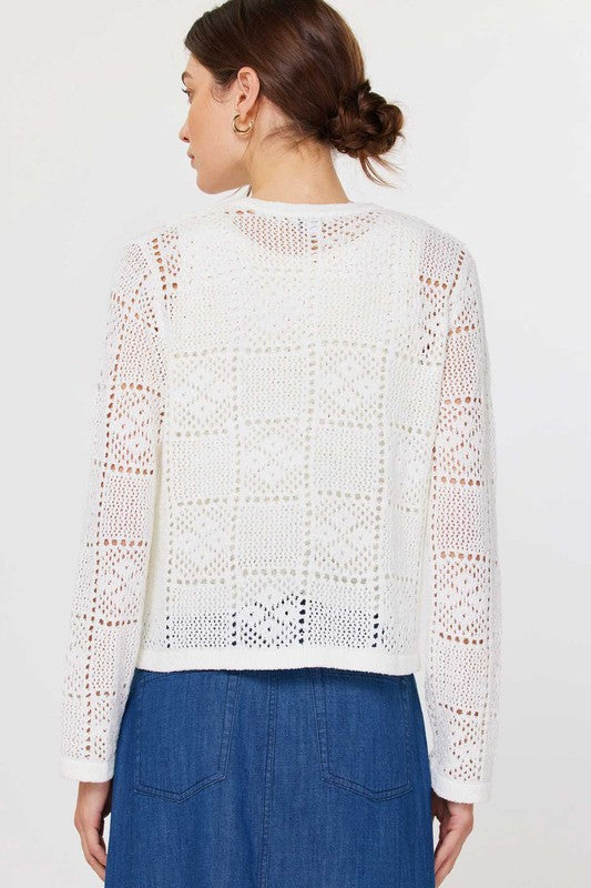Crochet Collarless Cardigan