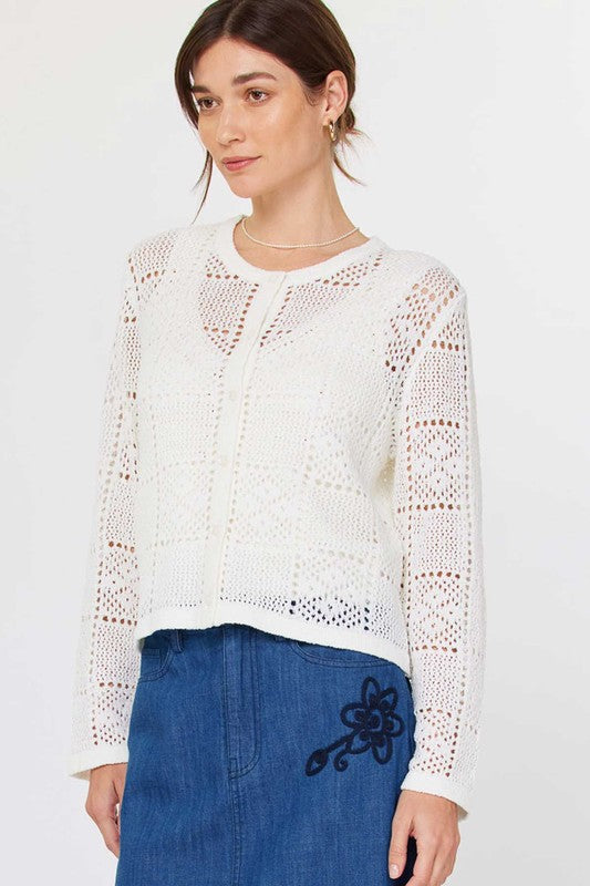 Crochet Collarless Cardigan