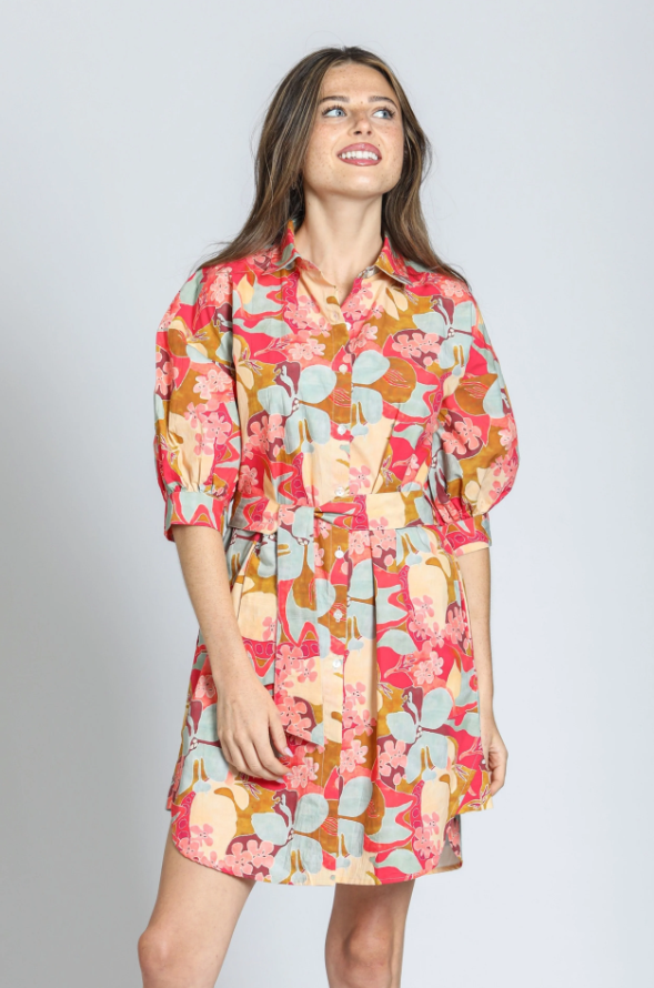 Puff Sleeve Shirt Dress