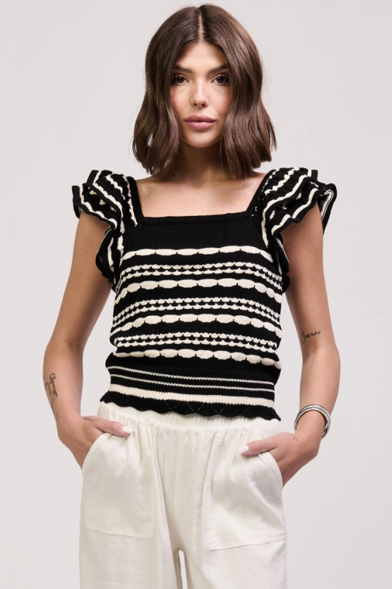Square Neck Stripe Knit Top