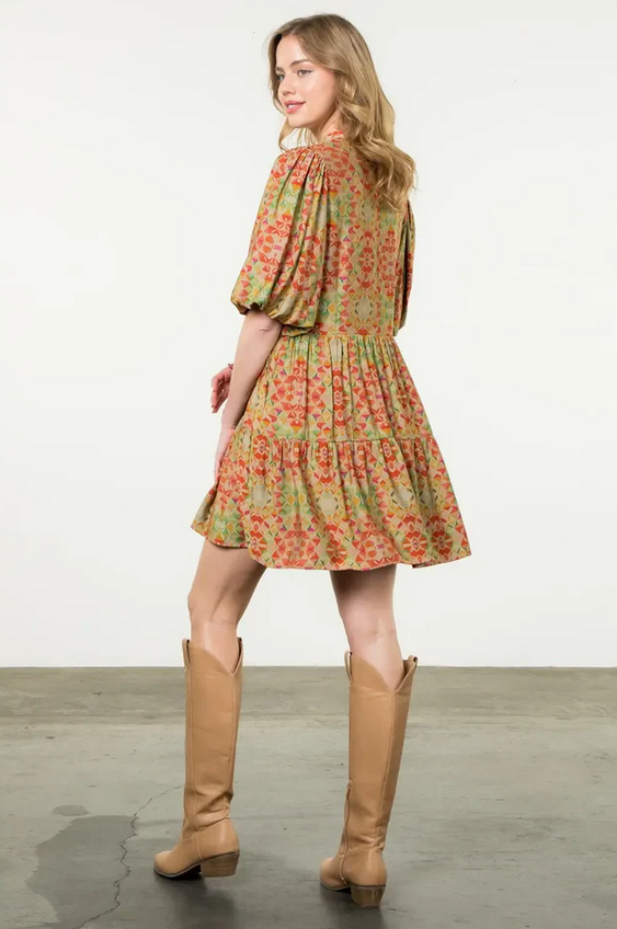 Geometric Tiered Dress