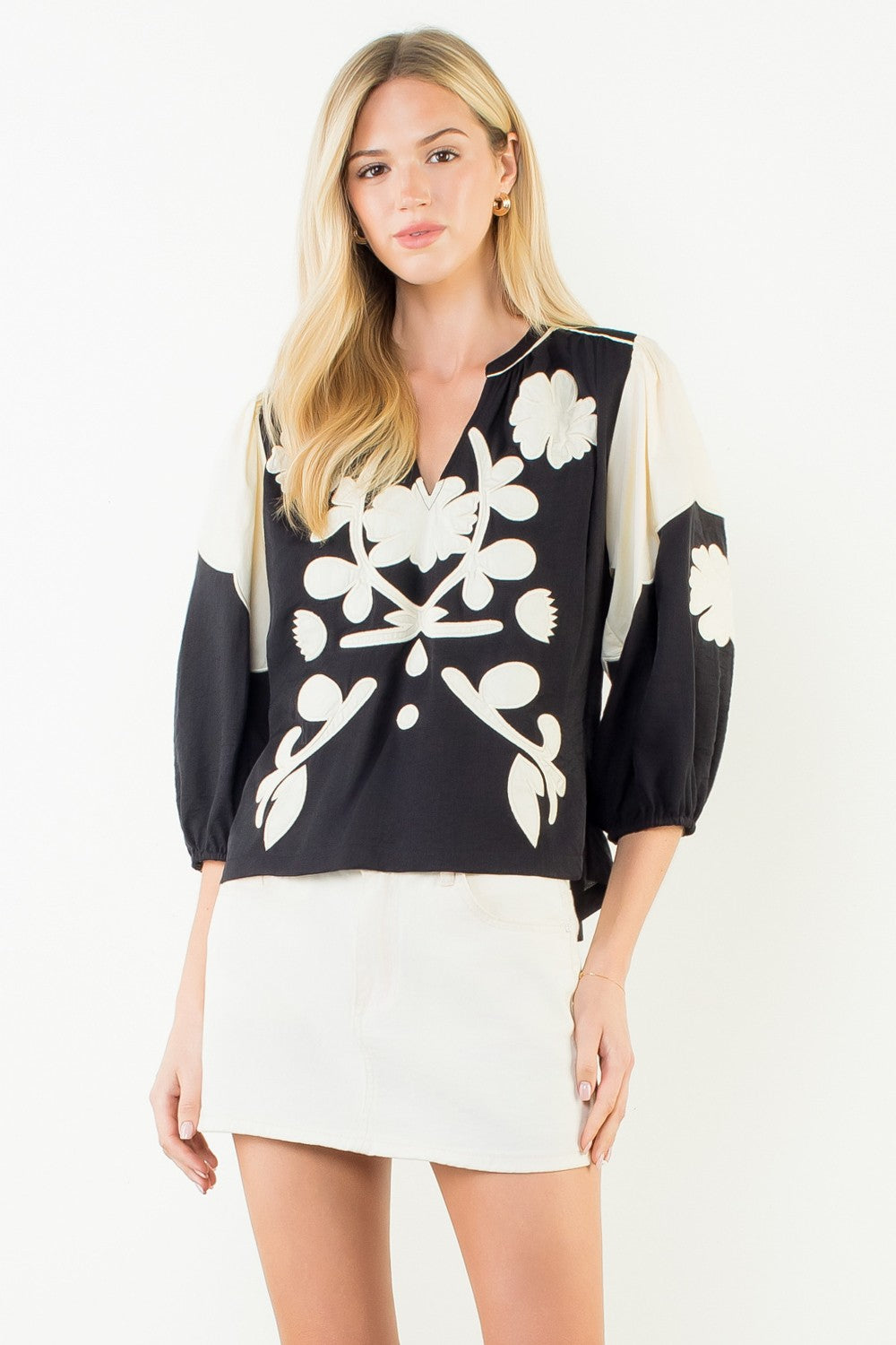 Embroidered Detail Top