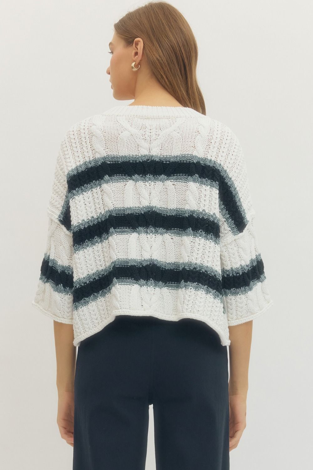 3/4 Sleeve Striped Knit