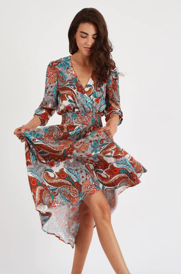 Smocked Paisley Dress
