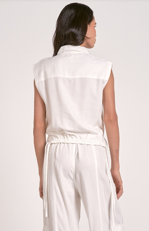 Collared Adjustable Hem Top