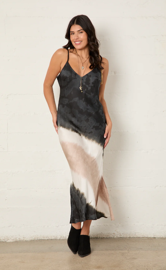 Satin Slit Bias Dress