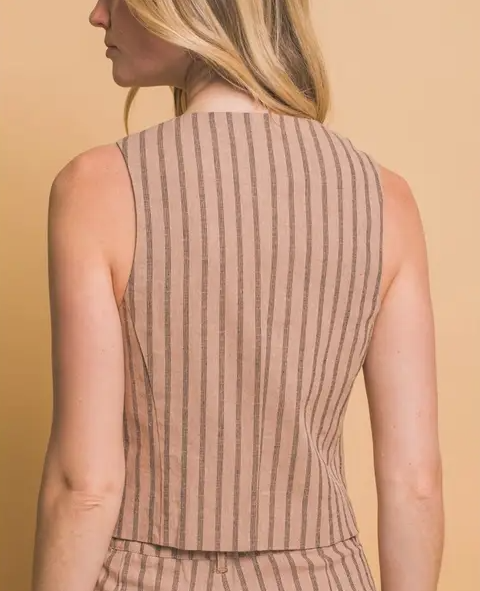 Striped Linen Blend Vest