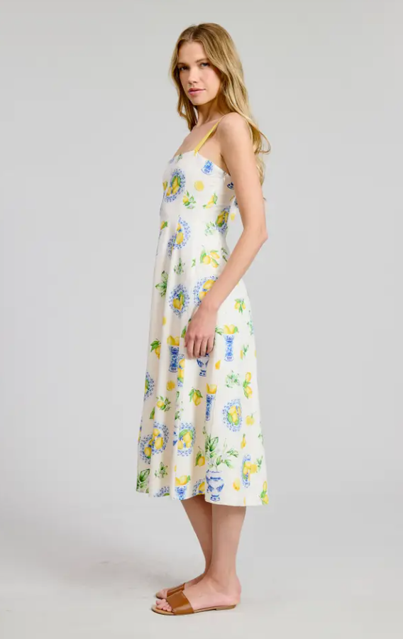 Lemons & Porcelain Midi Dress