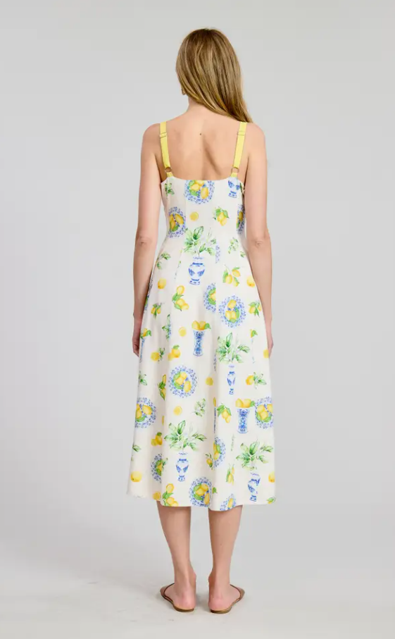 Lemons & Porcelain Midi Dress