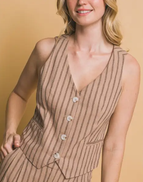 Striped Linen Blend Vest