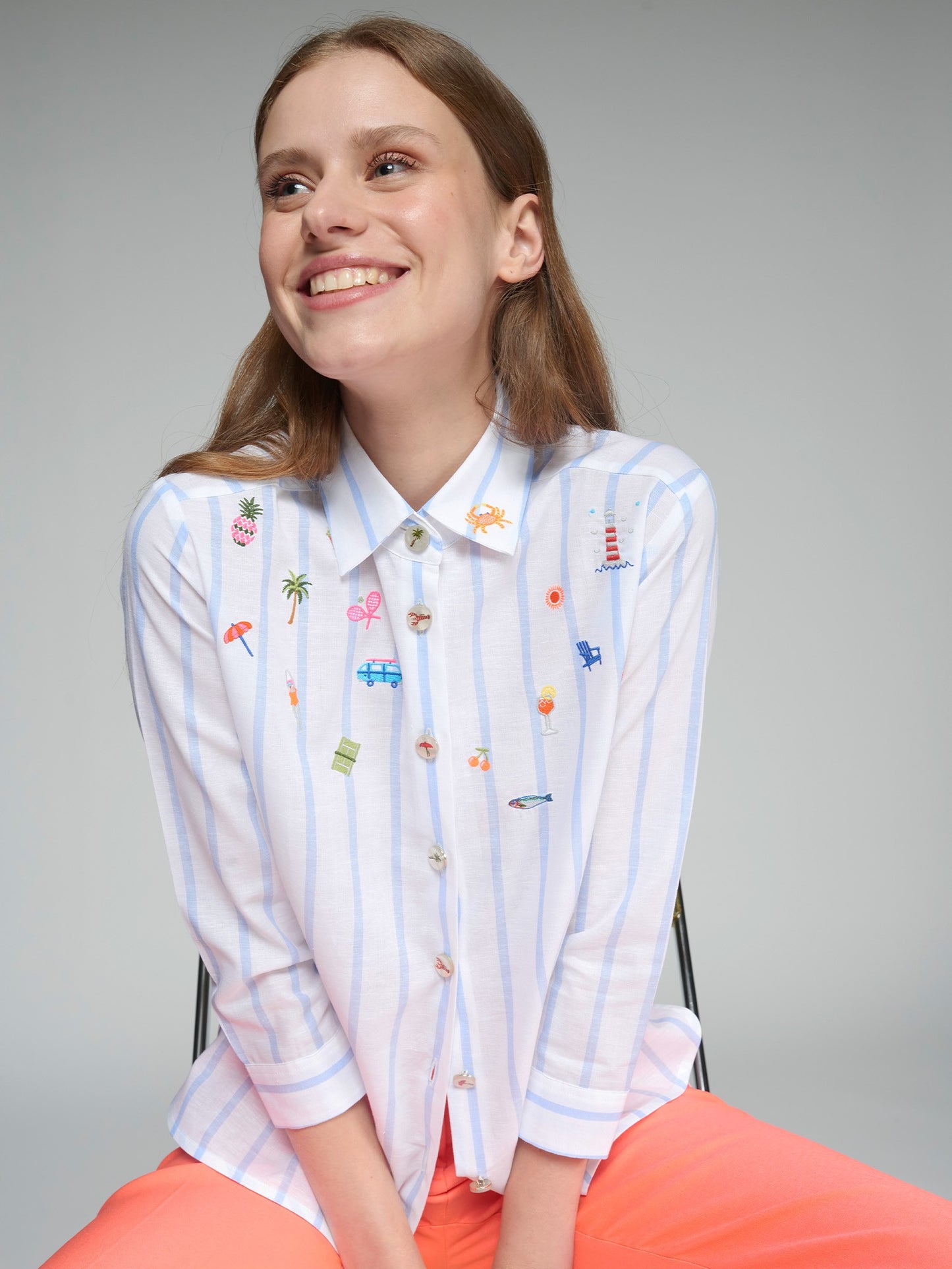 Embroidered Striped Shirt