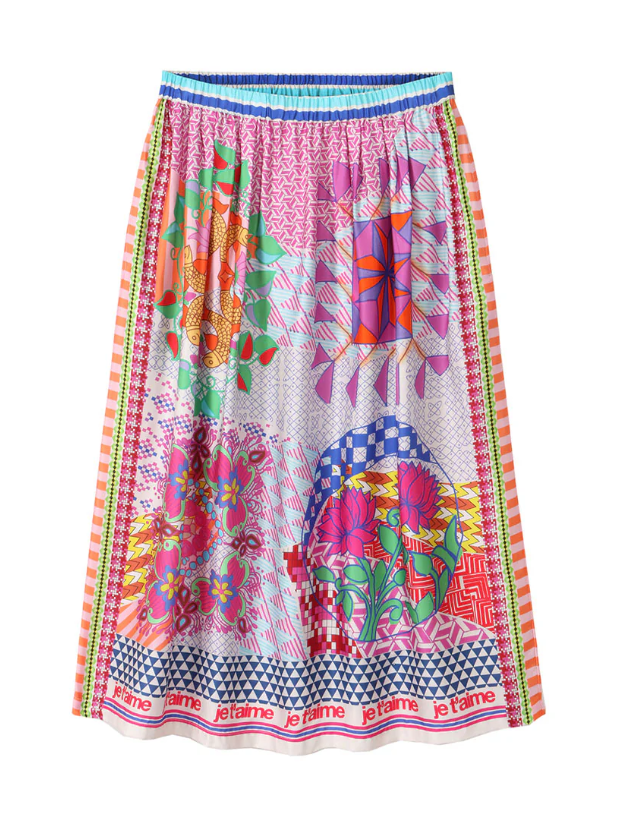 bold graphic patterned women's maxi skirt
