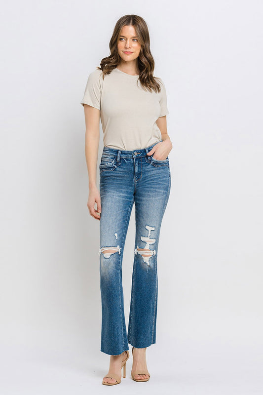 Mid Rise Cropped Bootcut Jeans