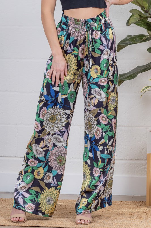 Floral Satin Pants