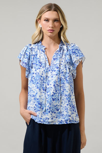 Floral Split Neck Top