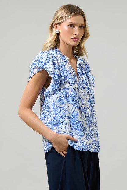 Floral Split Neck Top