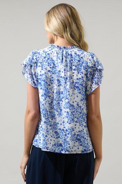 Floral Split Neck Top