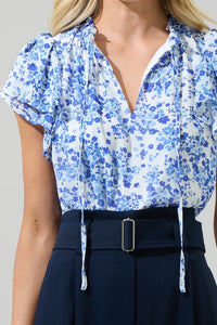 Floral Split Neck Top