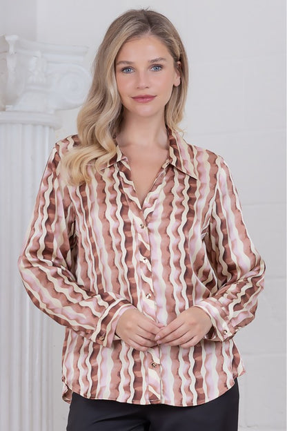 Wavy Stripes Button Up