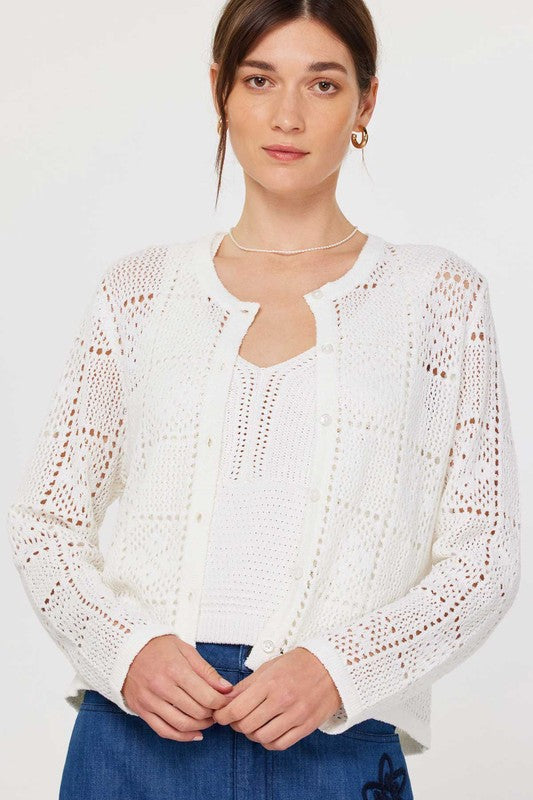 Crochet Collarless Cardigan