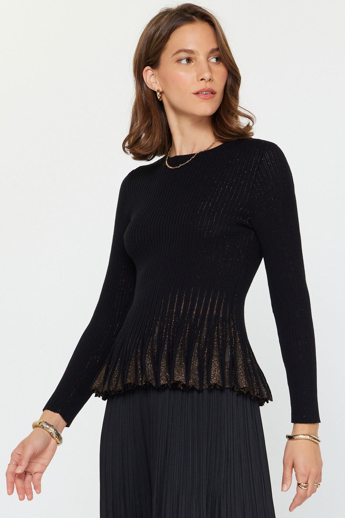 Ribbed Shimmer Sweater