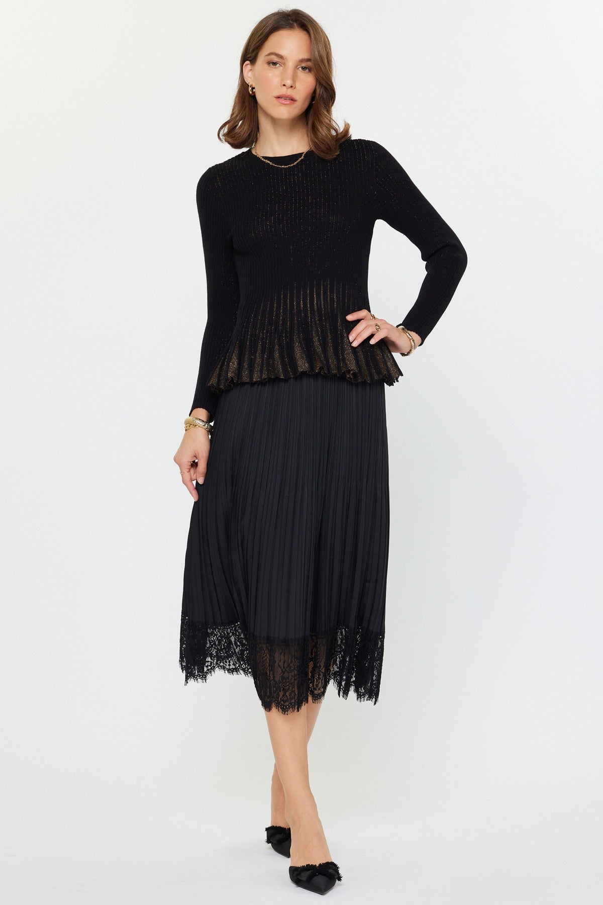 Ribbed Shimmer Sweater