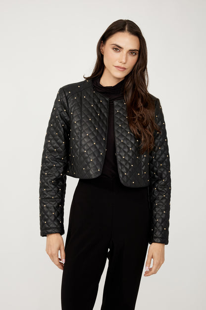 Stud Quilted Veg Leather Jacket