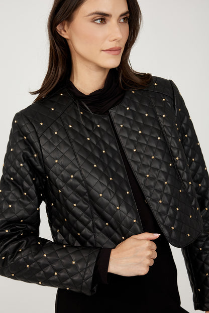 Stud Quilted Veg Leather Jacket