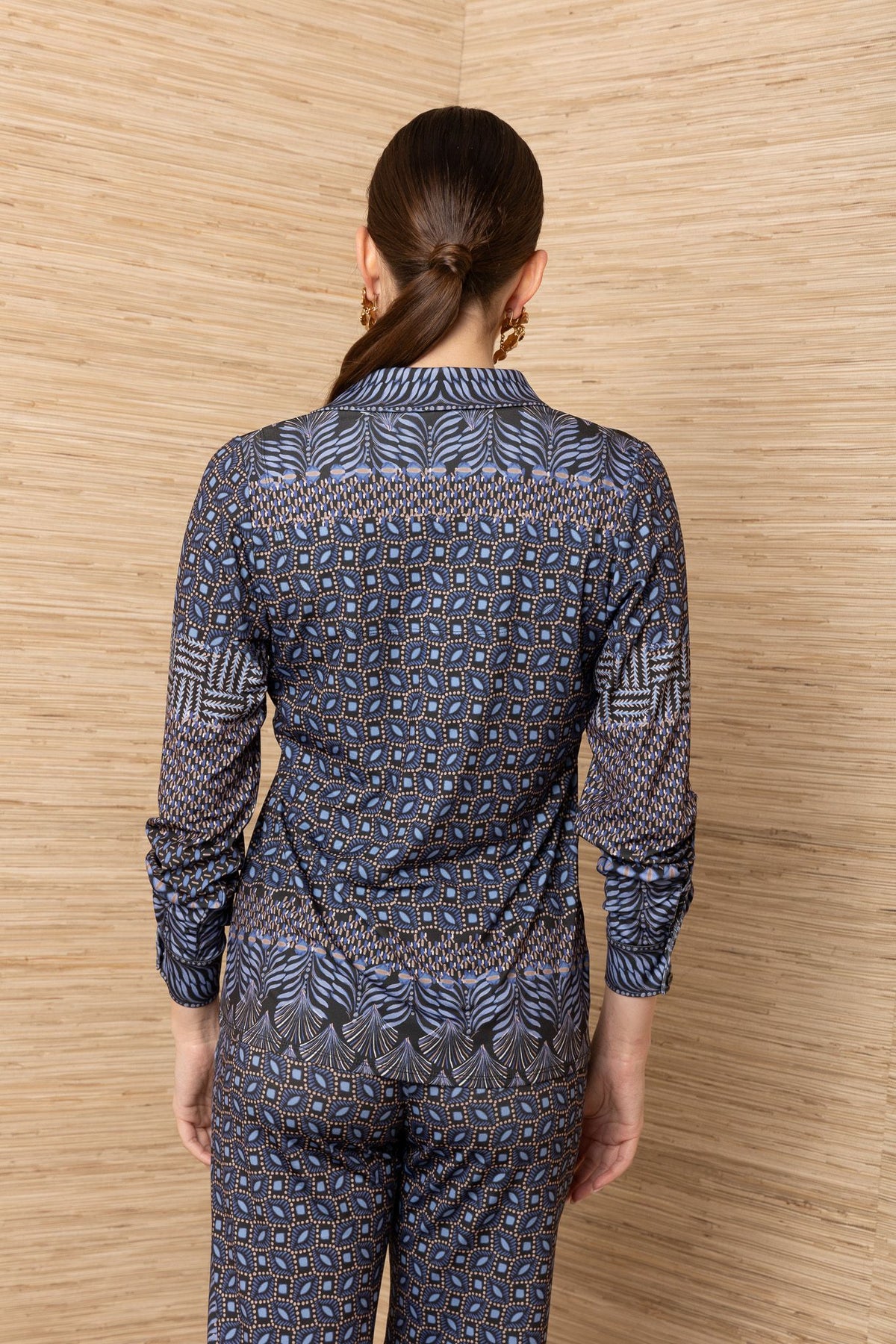 Patterned Matte Jersey Button Down