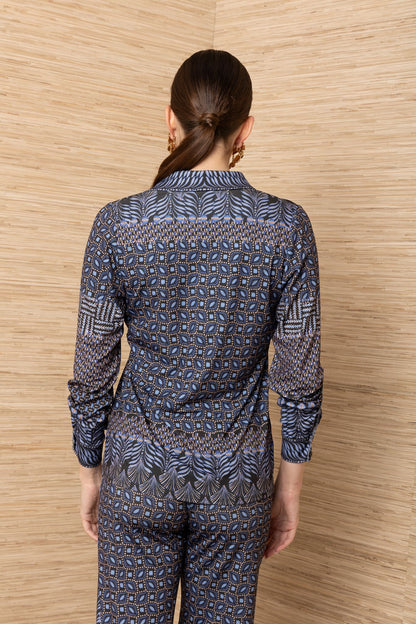 Patterned Matte Jersey Button Down