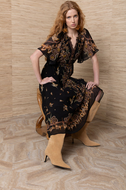 Pleated Boho Maxi Dress