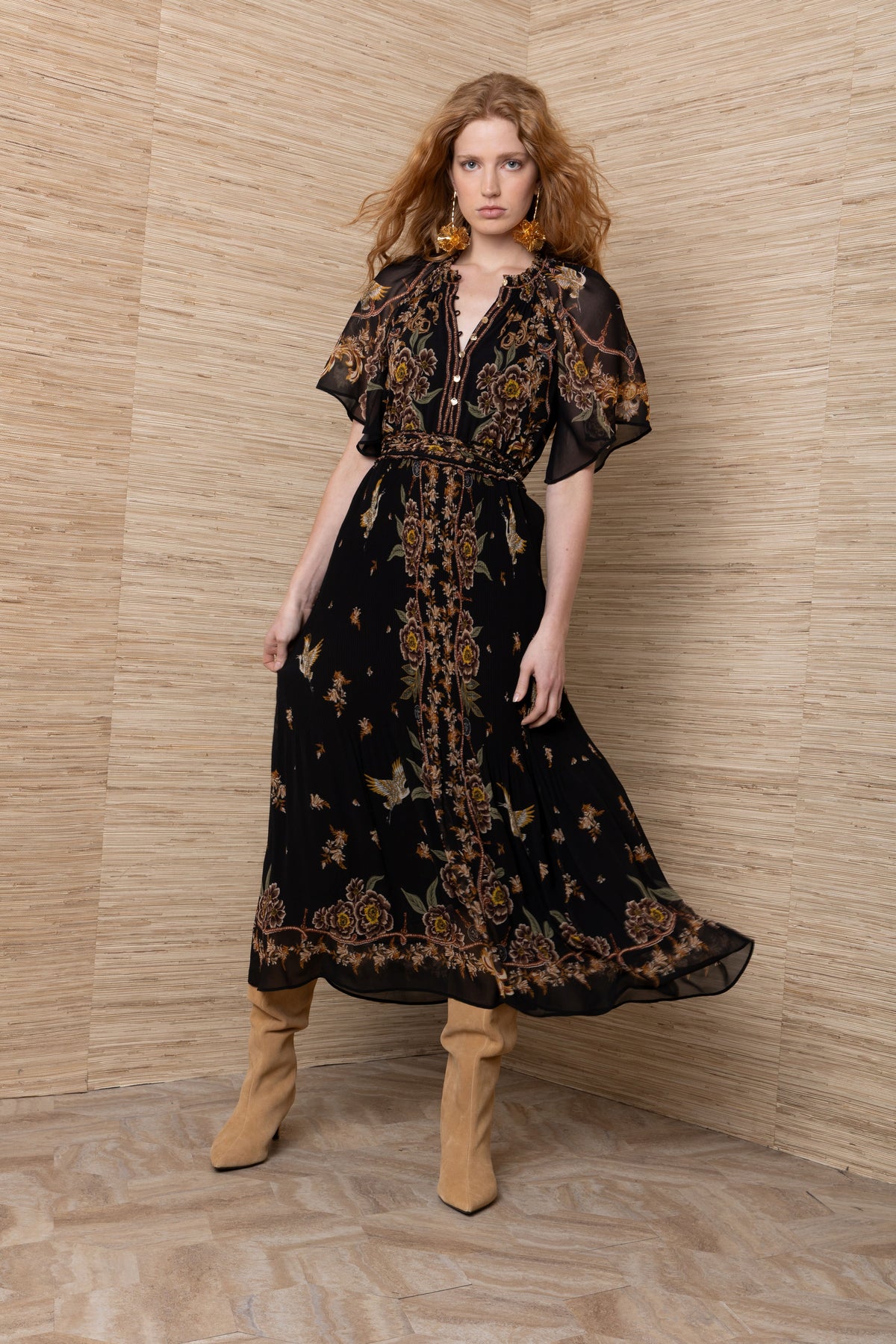 Pleated Boho Maxi Dress
