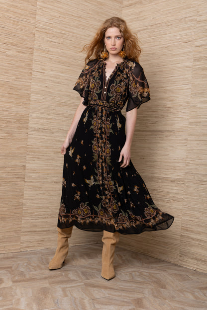 Pleated Boho Maxi Dress