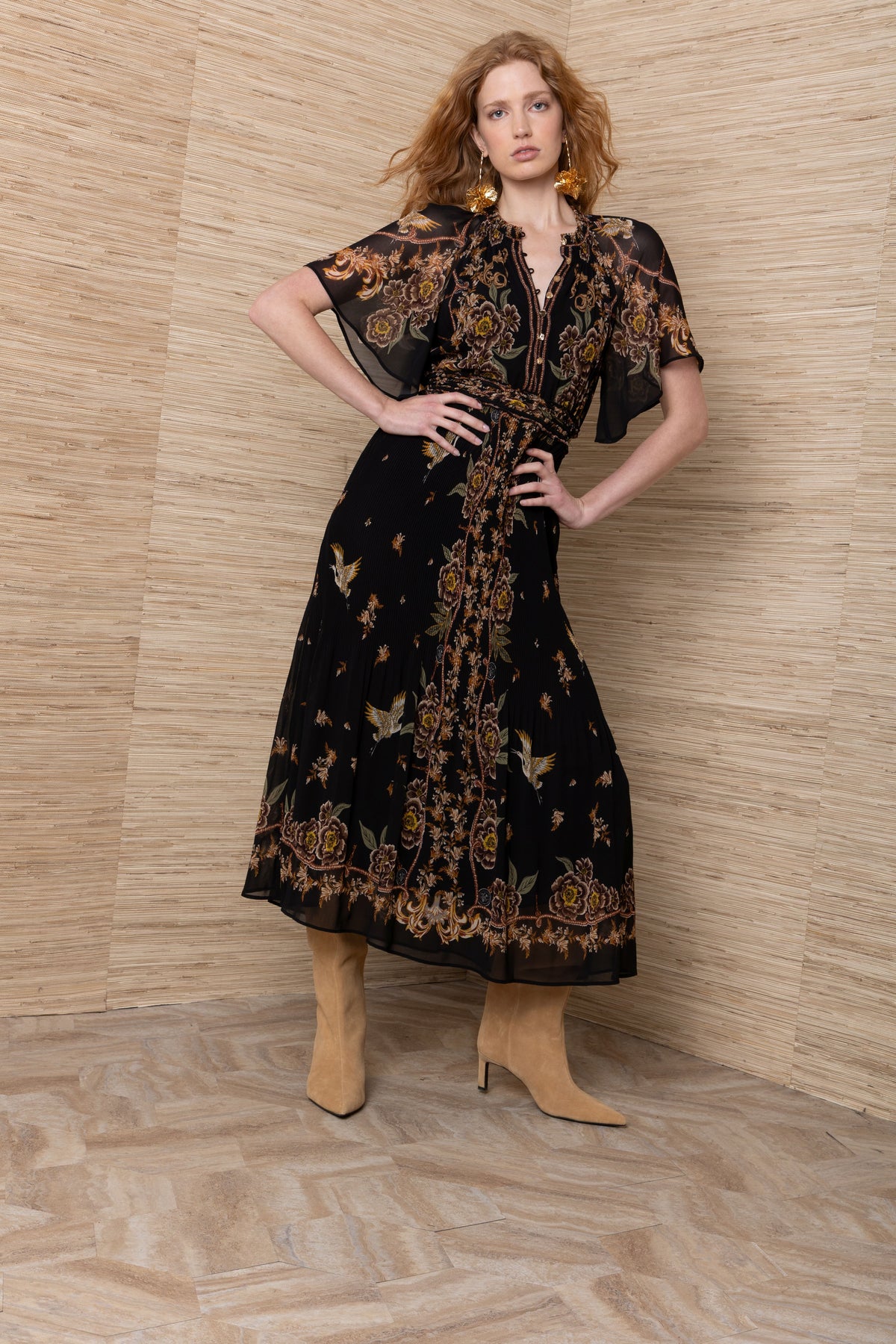Pleated Boho Maxi Dress