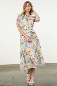 Smocked Floral Midi Dress