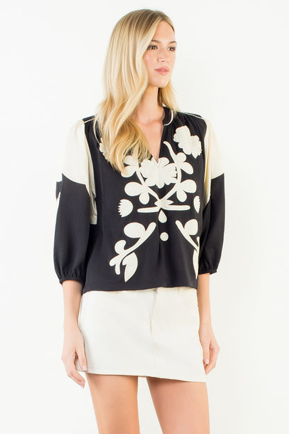 Embroidered Detail Top