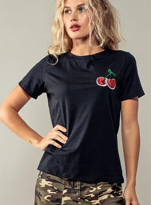 Sequin Cherry Tee