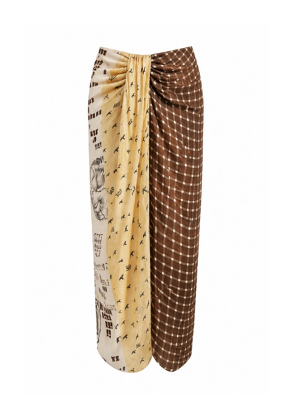 Faux-Wrap Satin Skirt