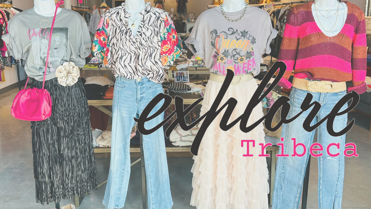 Tribeca's newest clothing inventory featuring hip skirts, fall blouses and sweaters, accessories like belts, purses and jewelry and stylish denim jeans.