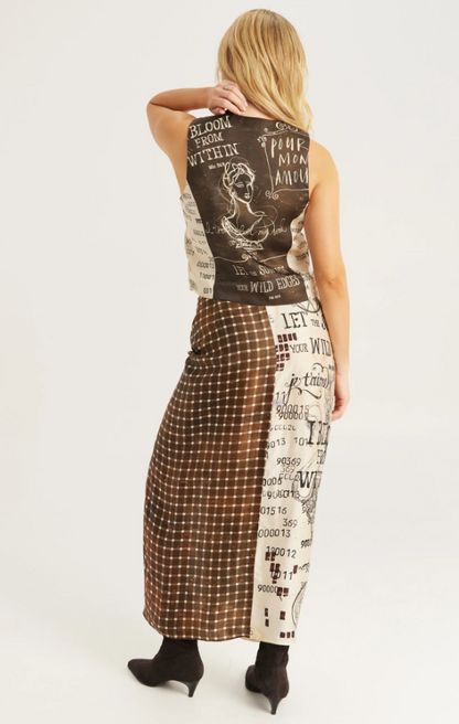 Faux-Wrap Satin Skirt