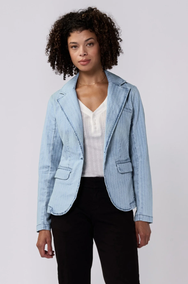 Denim Pinstripe Blazer