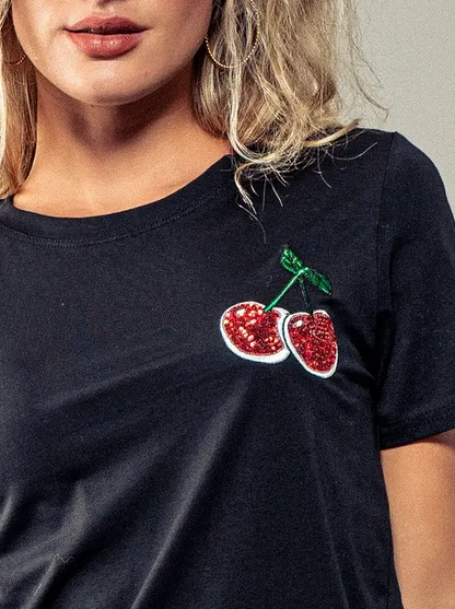 Sequin Cherry Tee