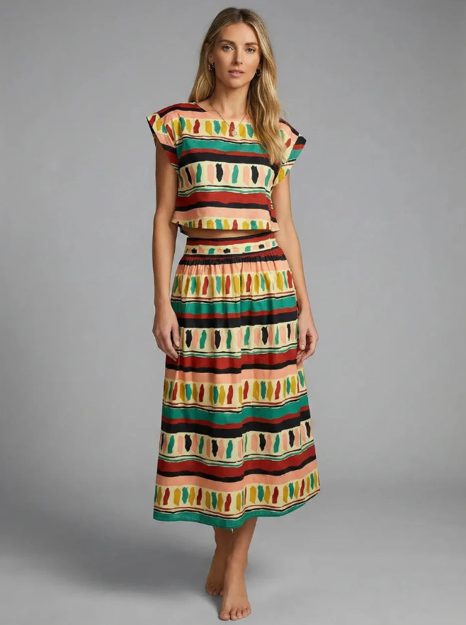 Patterned Skirt Set