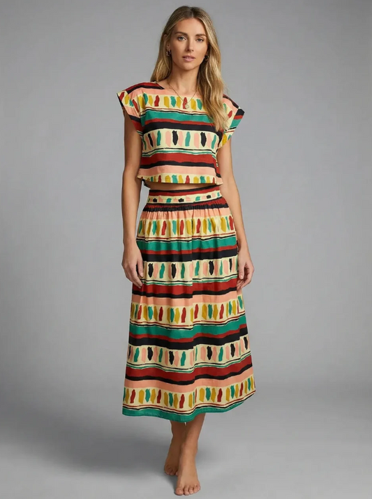Patterned Skirt Set