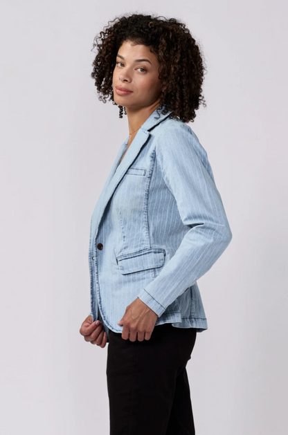 Denim Pinstripe Blazer