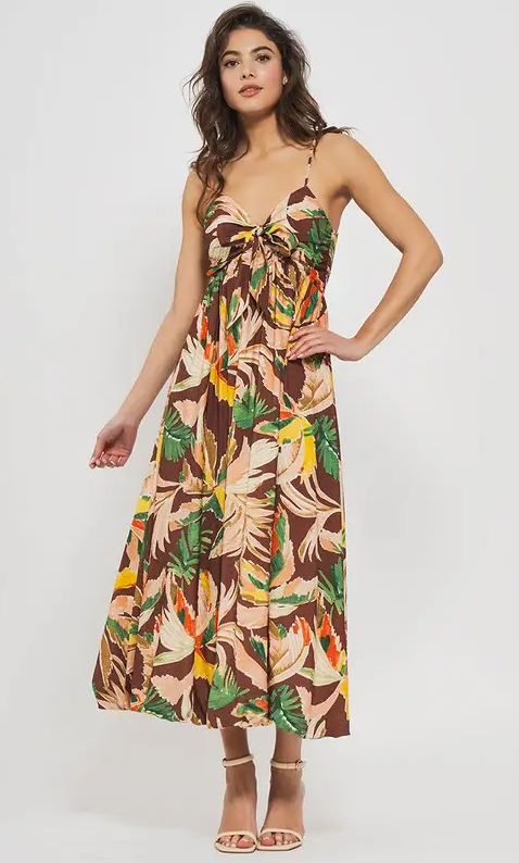 Tropical Sweetheart Neckline Dress