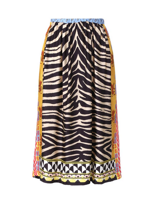 Zebra Printed Midi Skirt