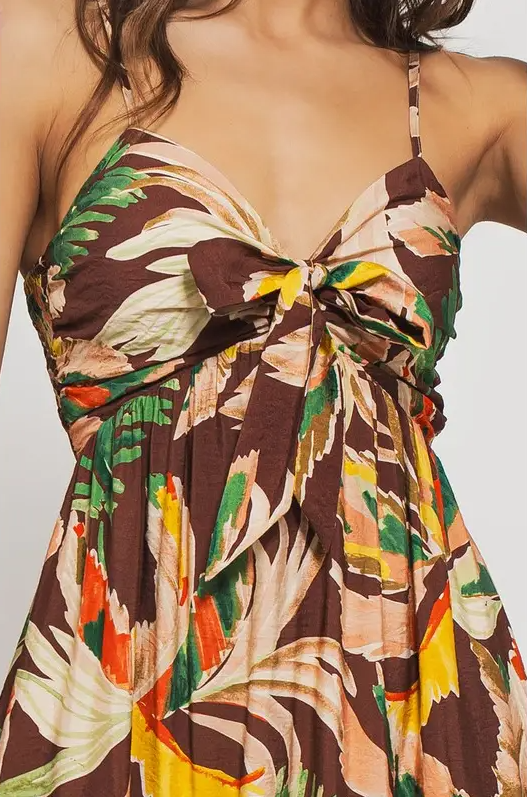 Tropical Sweetheart Neckline Dress