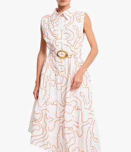 Belted Embroidery Dress