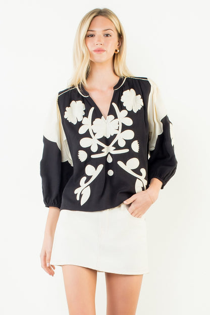 Embroidered Detail Top